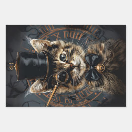 Steampunk Kitten, Fox Royal King, Highland Cow Geschenkpapier Set