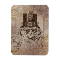 Steampunk Kitty Cat in Top Hat, Gears, Pocketwatch