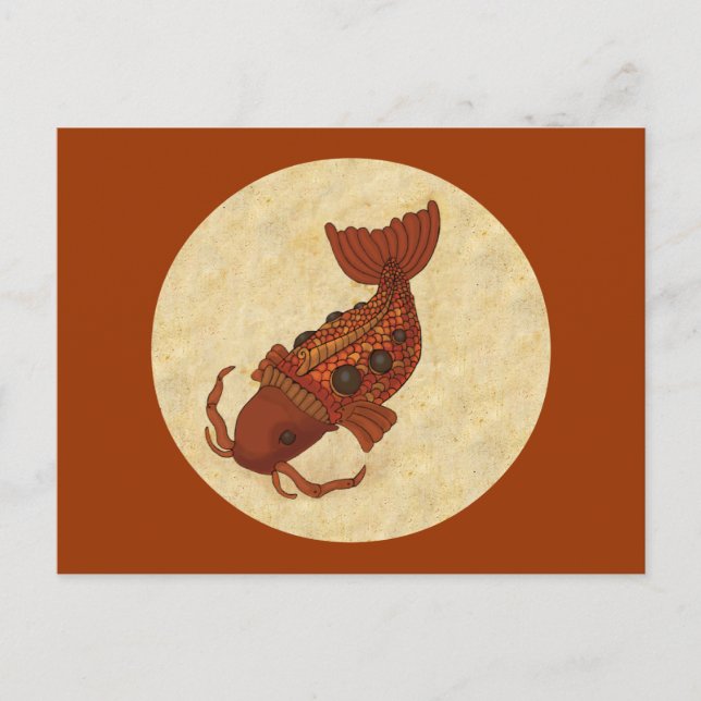 Steampunk Koi Postkarte (Vorderseite)