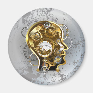 Steampunk-Kopf mit Manometer Magnet
