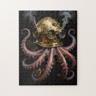 Steampunk Kraken Oktopus-Tauchhelm-Jigsaw-Puzzle