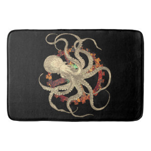 Steampunk-Kraken und robustes Uhrwerk Badematte