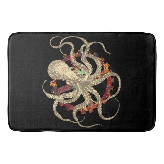 Steampunk-Kraken und robustes Uhrwerk Badematte (Vorderseite)
