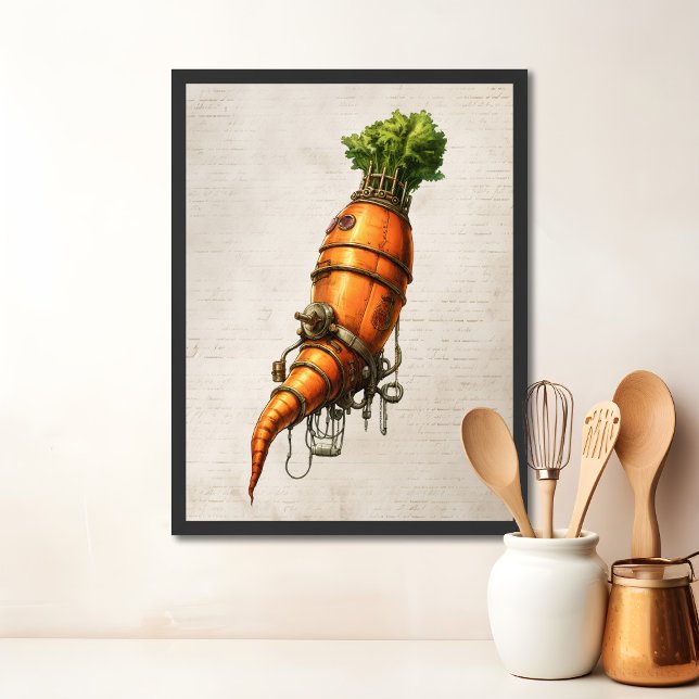 Steampunk Küchenkunst, Carrot Poster (Steampunk carrot kitchen wall art)