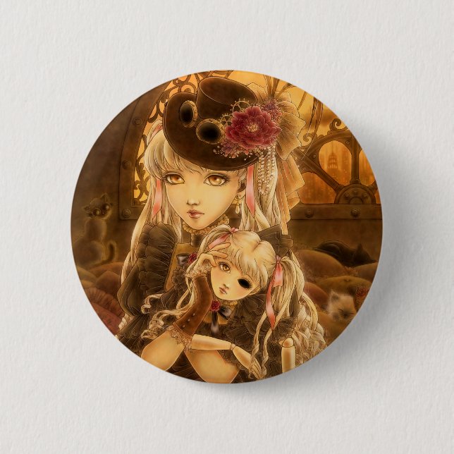 Steampunk Kunst-Knopf Button (Vorderseite)