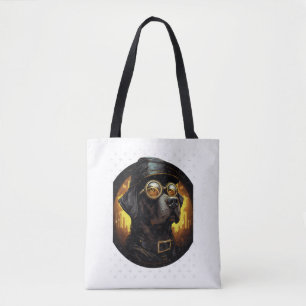 Steampunk Labrador Hund im Cartoon Aviator Style E Tasche