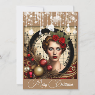 Steampunk Lady Christmas Feiertagskarte