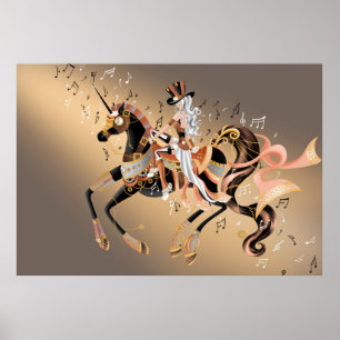 Steampunk Lady & Mechanische Pferde Poster
