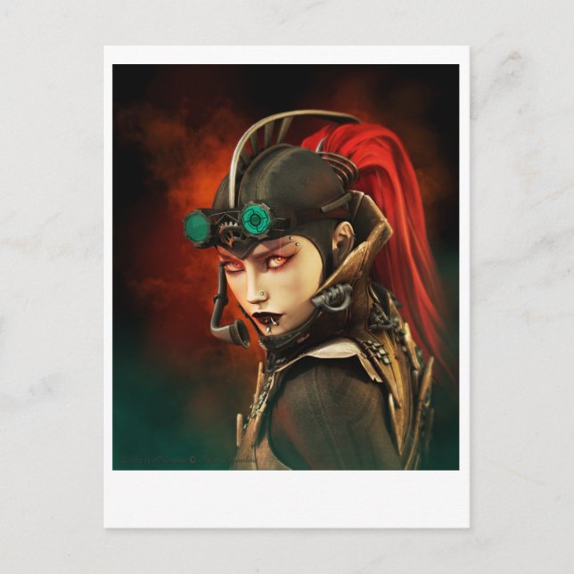 Steampunk Lady Postkarte (Vorderseite)