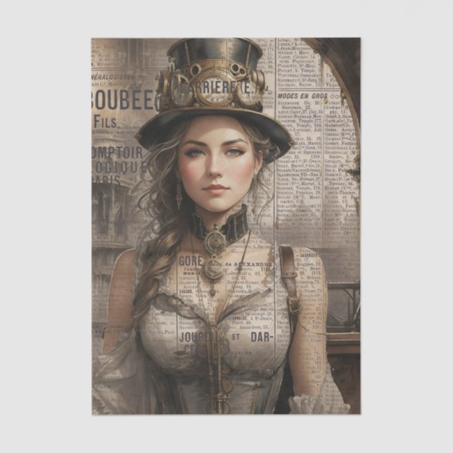 Steampunk Lady, Viktorianische Ephemera Seidenpapier (Vorderseite)