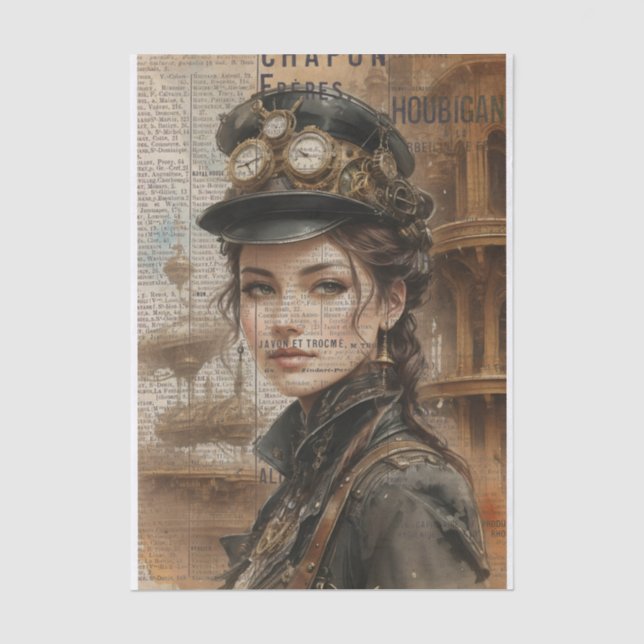 Steampunk Lady, Viktorianische Ephemera Seidenpapier (Vorderseite)