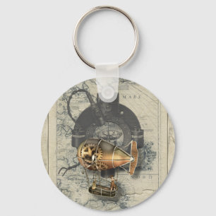 Steampunk lenkbarer Ballon-Fahrt Schlüsselanhänger