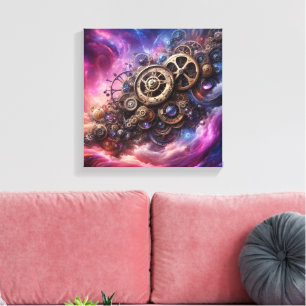 Steampunk, Lila und rosa Leinwanddruck