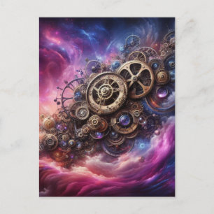 Steampunk, Lila und rosa Postkarte