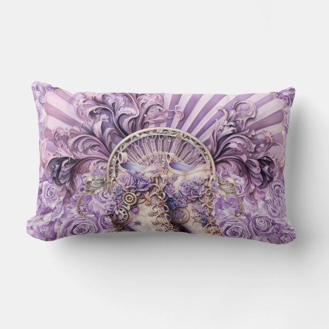 Steampunk Lilac Fan and Boots Cotton Pillow Lendenkissen (Vorderseite)