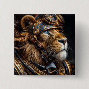 Steampunk Lion Button