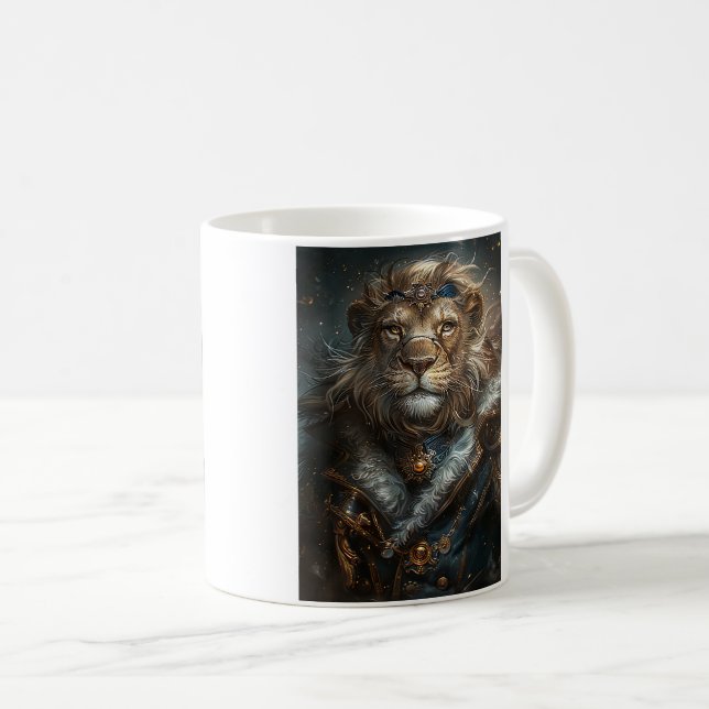 Steampunk Lion Kaffeetasse (VorderseiteRechts)