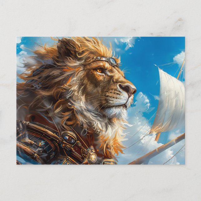 Steampunk Lion Postkarte (Vorderseite)