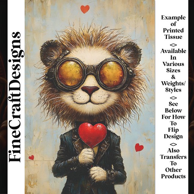 Steampunk Lion & Red Heart Ballon AS1 Decoupage Seidenpapier (Von Creator hochgeladen)
