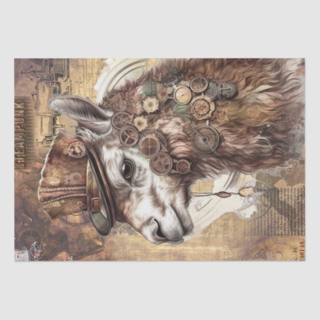 Steampunk Llama Seidenpapier (Vorderseite)