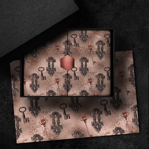 Steampunk Lock and Key Rose Gold   Chic Decoupage Seidenpapier