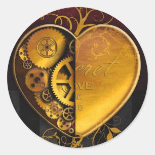 Steampunk Locket-Herz Runder Aufkleber