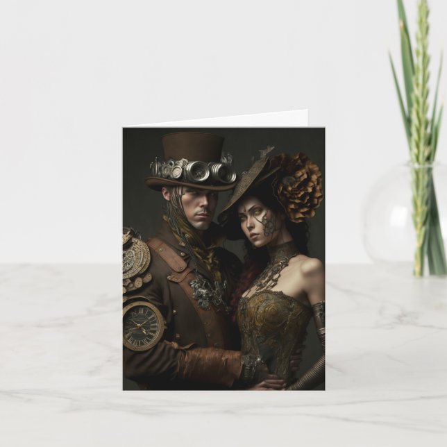 Steampunk Lovers Valentines Card Karte (Vorderseite)