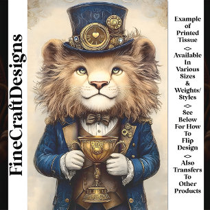 Steampunk Löwe & Gold Trophäe AS3 Decoupage Seidenpapier