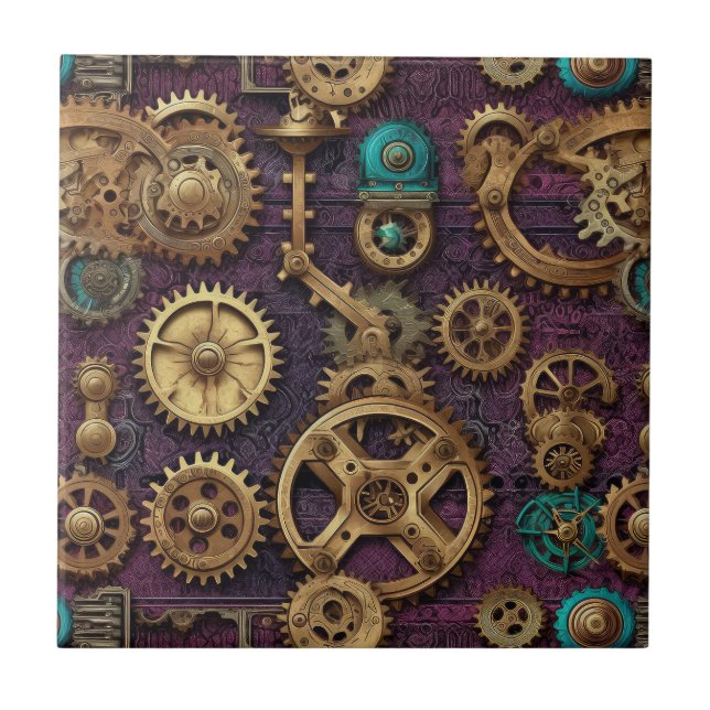 Steampunk Machinery Tile Fliese (Vorderseite)