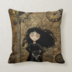 Steampunk Mädchen-Wurfs-Kissen Kissen