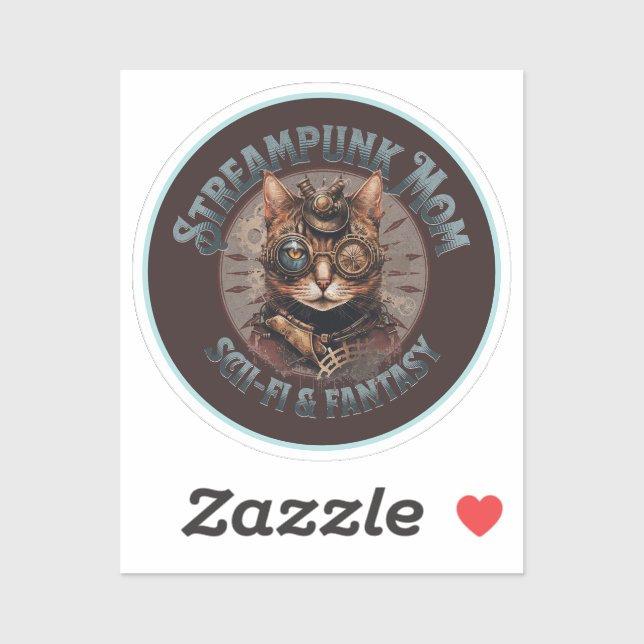 Steampunk Mama Cat Aufkleber (Blatt)