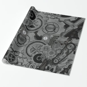 Steampunk Maschinerie (einfarbig) Geschenkpapier
