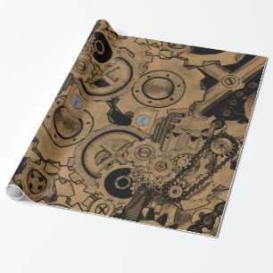 Steampunk Maschinerie (messingartig) Geschenkpapier