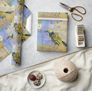 Steampunk Mechanical Bird Engineering zum Geburtst Geschenkpapier