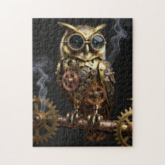 Steampunk Mechanical Owl on Clockwork Branch Art