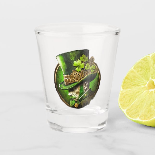 Steampunk Mechanical Top Hat St. Patrick's Day Man Schnapsglas (Vorderseite)