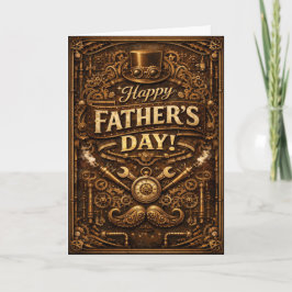 Steampunk Mechanical Vintage Fathers Day Feiertagskarte