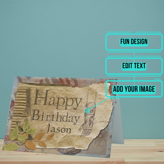 Steampunk Mechanics Vintagen Geburtstag für einen  Karte (The art on this card is inspired by steampunk and will make the perfect card.)