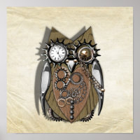 Steampunk Mechanische Gänge Owl Poster