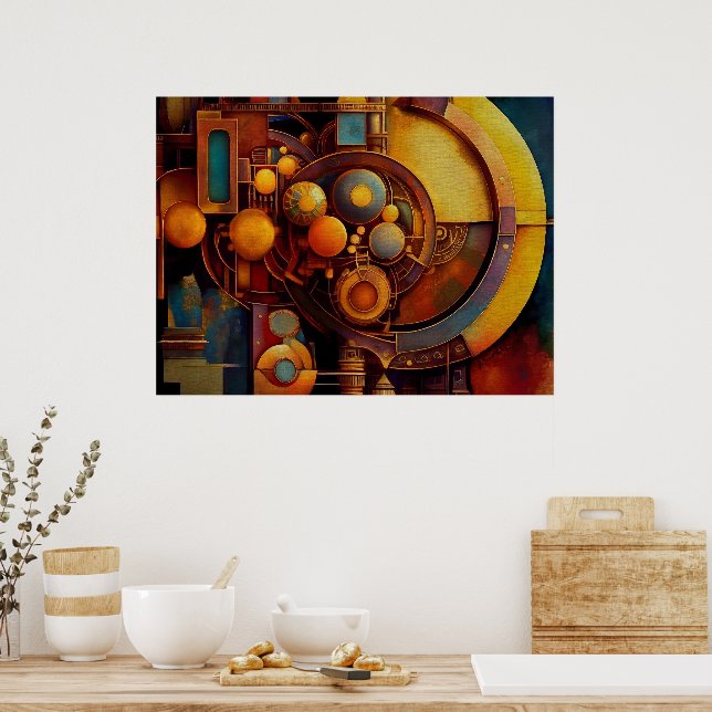 Steampunk mechanische Orbkonstruktion Poster (Küche)