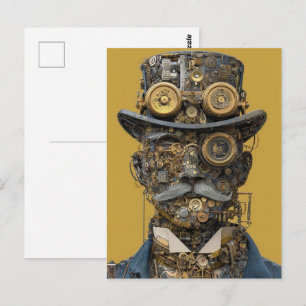 Steampunk-Mechanischer Gentleman Postkarte