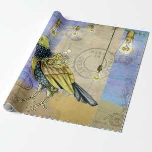 Steampunk mechanischer Vogel Ingenieurswesen Vater Geschenkpapier