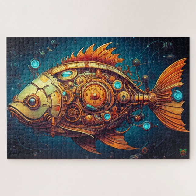 🐙 Steampunk Mechanisches Fischpuzzle 🐟 (Horizontal)