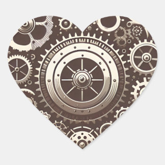 Steampunk Mechanisches Herz Herz-Aufkleber