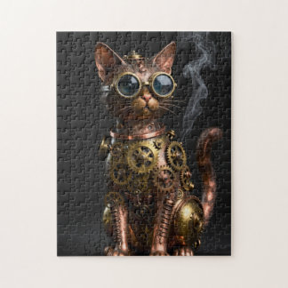Steampunk-Mechanisches-Katzenporträt-Puzzle
