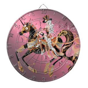 Steampunk Mechanisches Pferd & Lady Dartboard Dartscheibe
