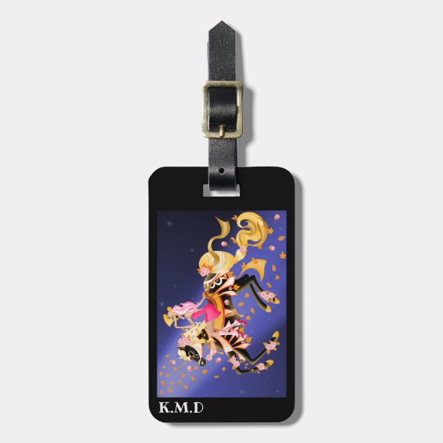 Steampunk Mechanisches Pferd & Lady Gepäckstück Gepäckanhänger (Vorderseite vertikal)