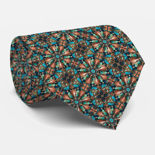 Steampunk-Medallion-Muster - Kupfer, Aquamarin & G Krawatte