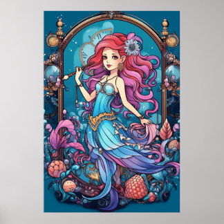 Steampunk Meerjungfrau für Mädchen oder Jungen an Poster