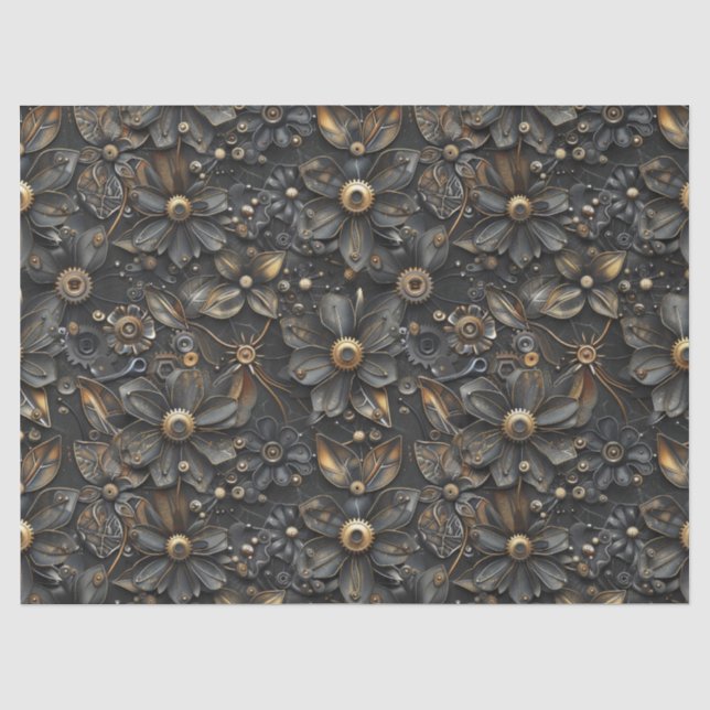 Steampunk Metal Blume Vine Muster für Decoupage Seidenpapier (Vorderseite)